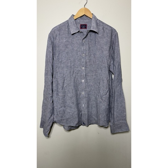 UNTUCKit Other - UNTUCKit Strausse WR Linen Shirt Men Gray Heathered Long Sleeve Button Up Summer